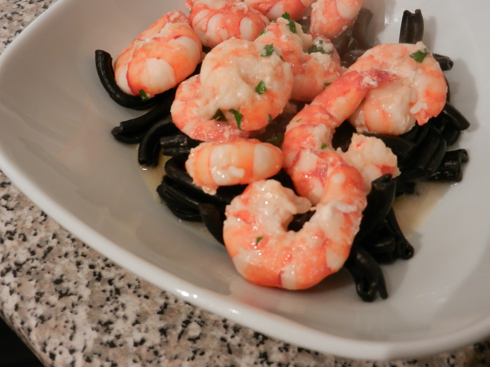 Cole's Kitch garlic shrimp pasta in white wine butter sauce
