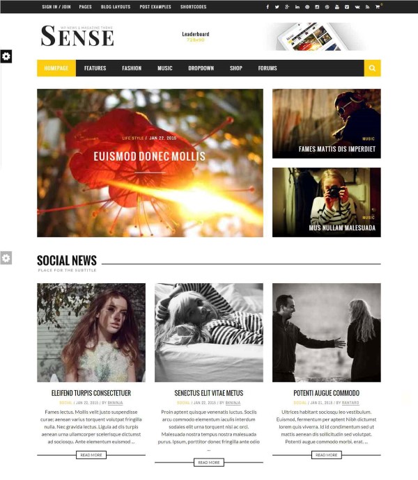 Sense blog theme