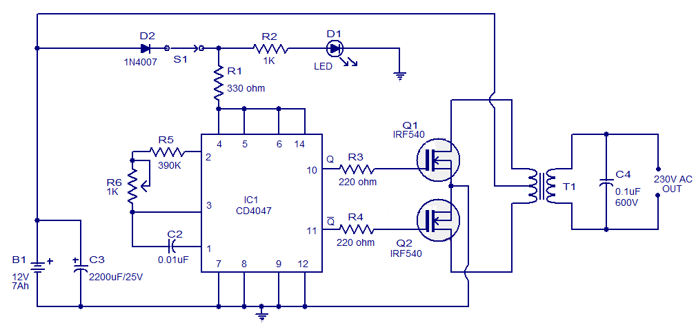 Make a simple low cost 100w inverter (12v DC to 220v AC) ~ LearnEverythings