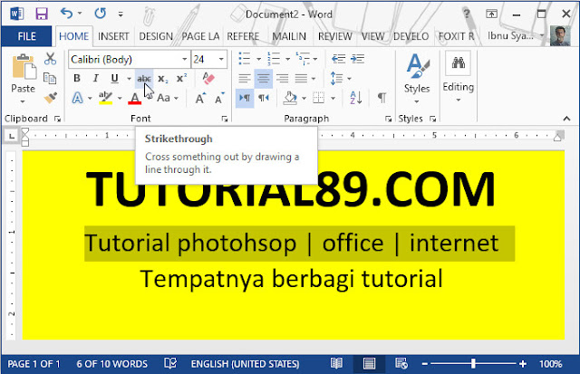 Cara mudah double mencoret huruf/tulisan di word Cara mudah double mencoret huruf/tulisan di word