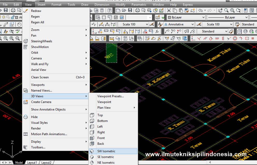 Langkah Awal Memulai Gambar Tiga Dimensi Autocad Ilmu Teknik Tampilan