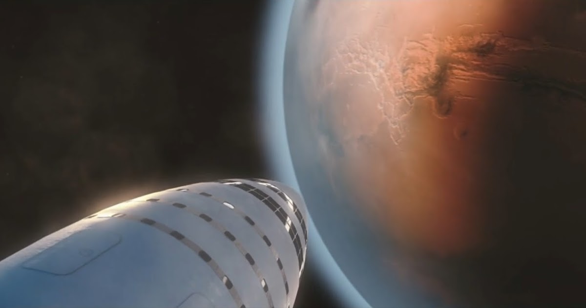 SpaceX Big Falcon Rocket approaching Mars; official design