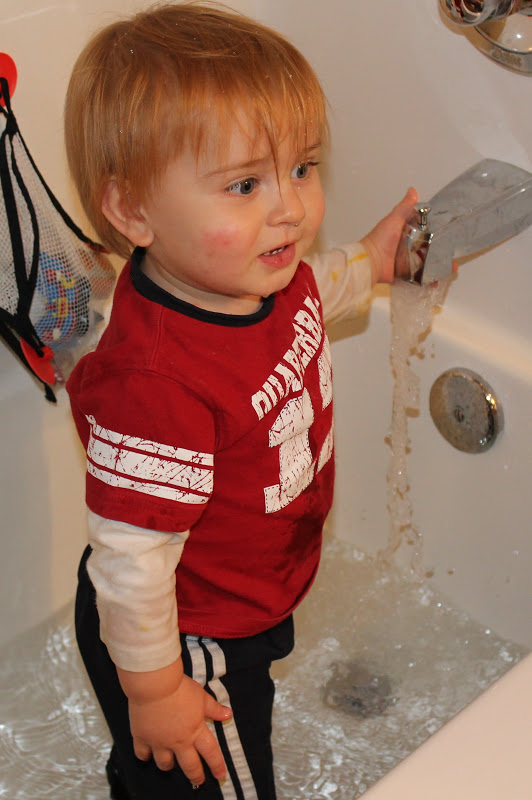 The Merrill Family Taking a bath {with clothes on}