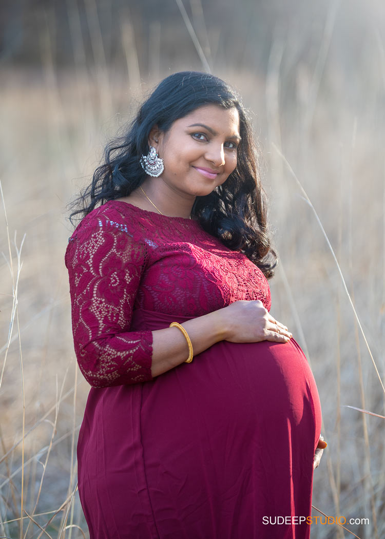 Indian Maternity Photography Outdoors in Nichols Arboretum by SudeepStudio.com Ann Arbor Maternity Portrait Photographer 