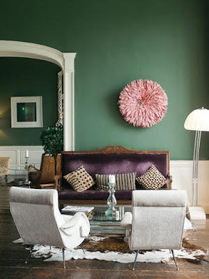 Green Living Room Benjamin Moore Paint MarieAntoinetteInteriors.com