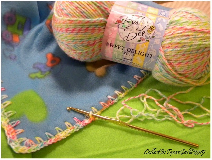 CollectIn Texas Gal Crochet Baby Blanket Edgings On Fleece With Yarn