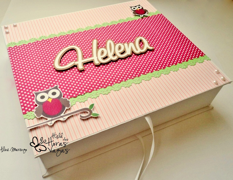 kit caixa e livro álbum de mensagens decorado personalizado coruja corujinha rosa violeta verde menina aniversário infantil