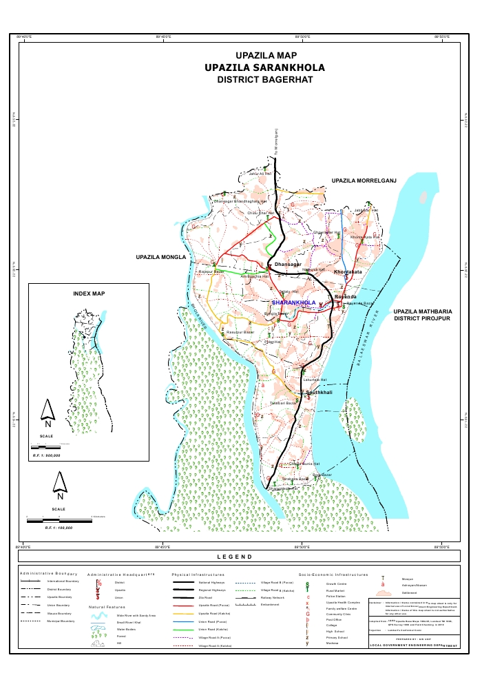 Sarankhola Upazila Map Bagerhat District Bangladesh