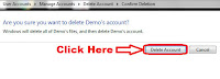 how to delete user account