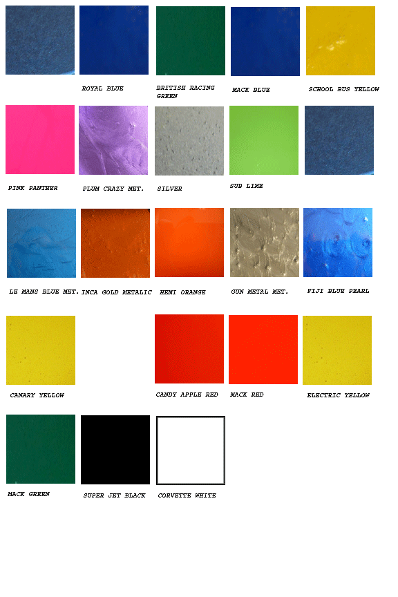 automotive paint Auto Paint Group Color Chart