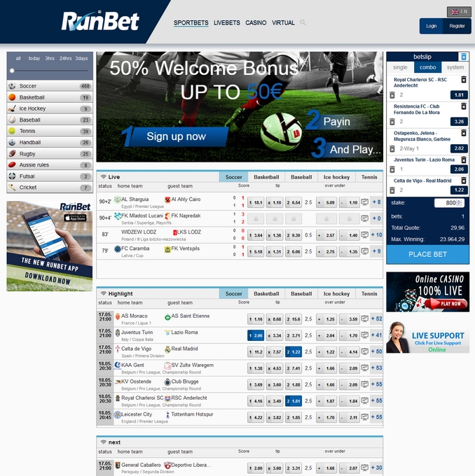 Runbet Screen