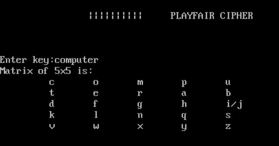 Playfair Cipher program in c