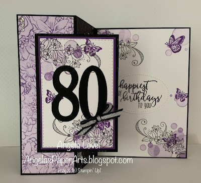Stampin' Up! Botanical Butterfly & Beauty Abounds 80th birthday card by Angela Lovel, Angela's PaperArts
