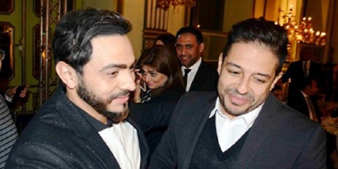 المطرب محمد حماقي والفنان تامر حسني فى حفل غنائى واحد بالساحل الشمالى المطرب محمد حماقي والفنان تامر حسني فى حفل غنائى واحد بالساحل الشمالى