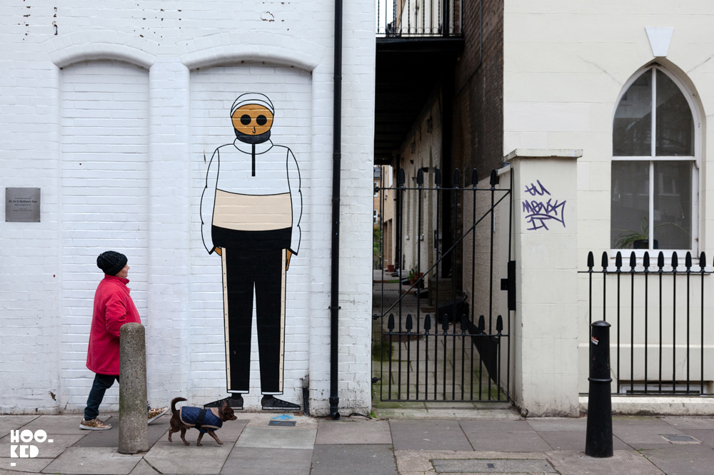 Shoreditch Street Art, French Street Art Duo Kamlaurene large scale pasteup