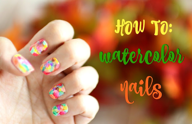 how to autumn water color nails