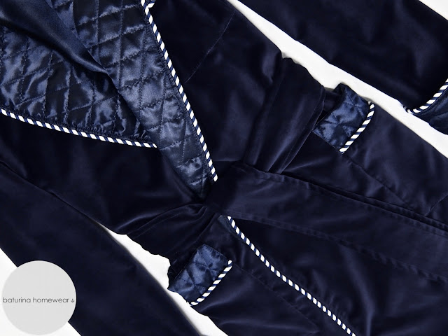 Mens quilted silk smoking jacket velvet robe dark navy blue luxury dressing gown