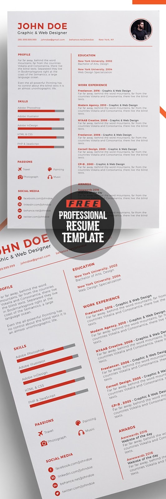 Free Professional Resume Template Design Download Template CV Word 100% Gratis - Free Professional Resume Template Design