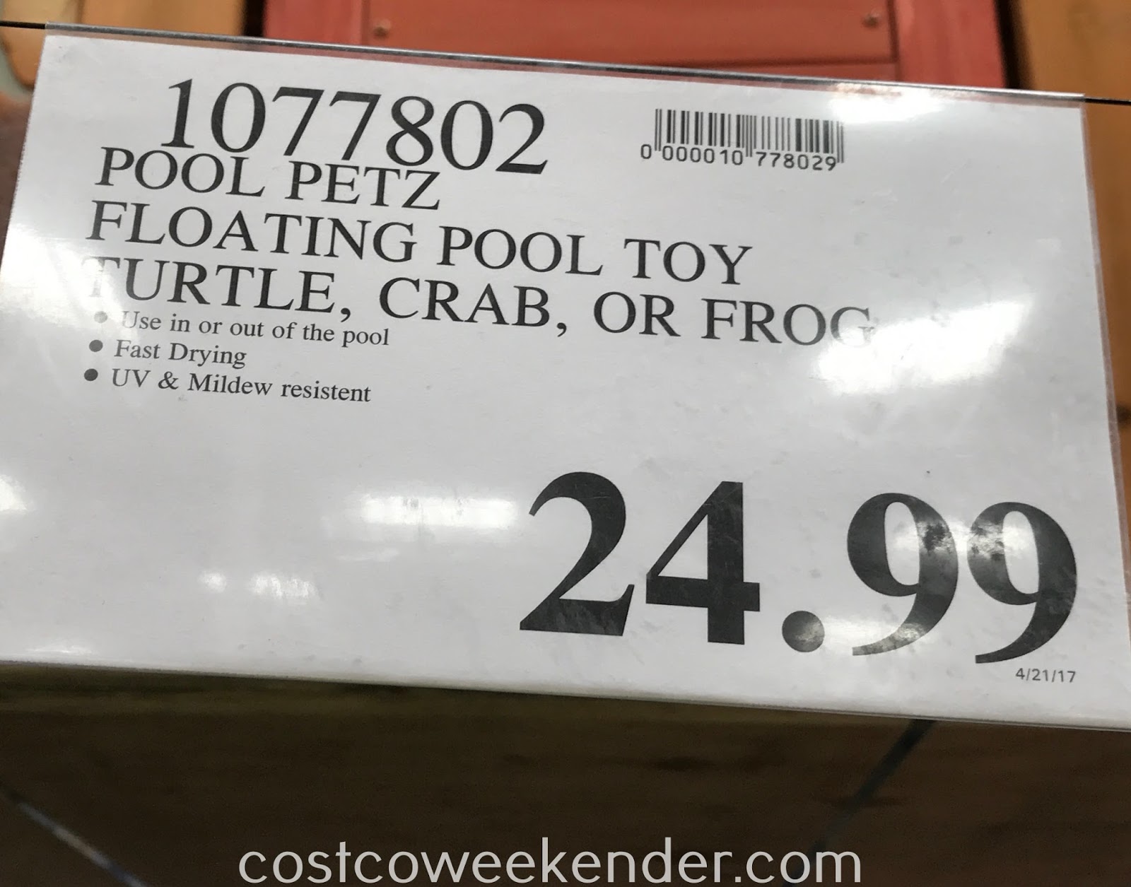 Pool Petz Floating Pool Toy Turtle, Crab, or Frog Costco Weekender