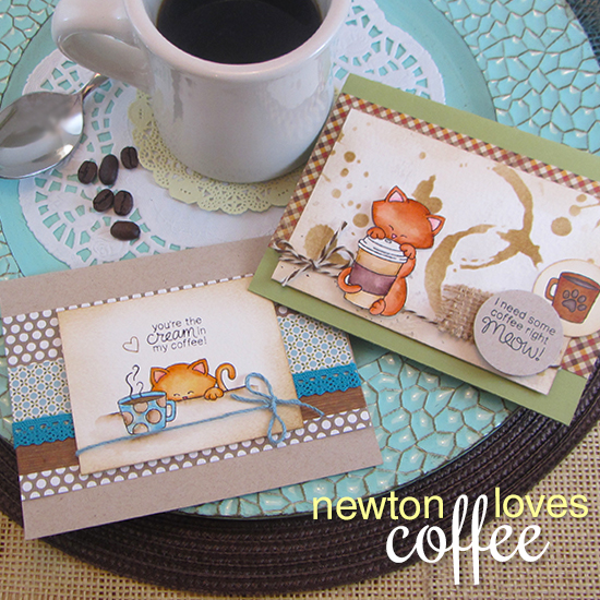 Coffee Cat Cards by Jennifer Jackson | Newton Loves Coffee Stamp set by Newton's Nook Designs #newtonsnook #coffee