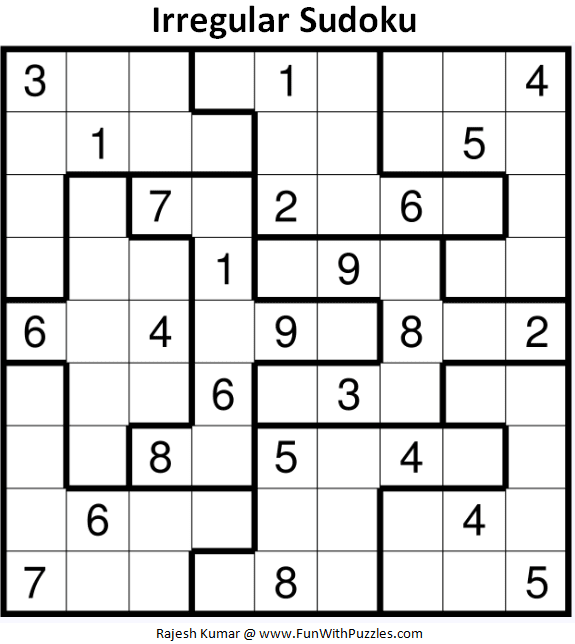 Solve Sudoku on the basis of the given irregular regions