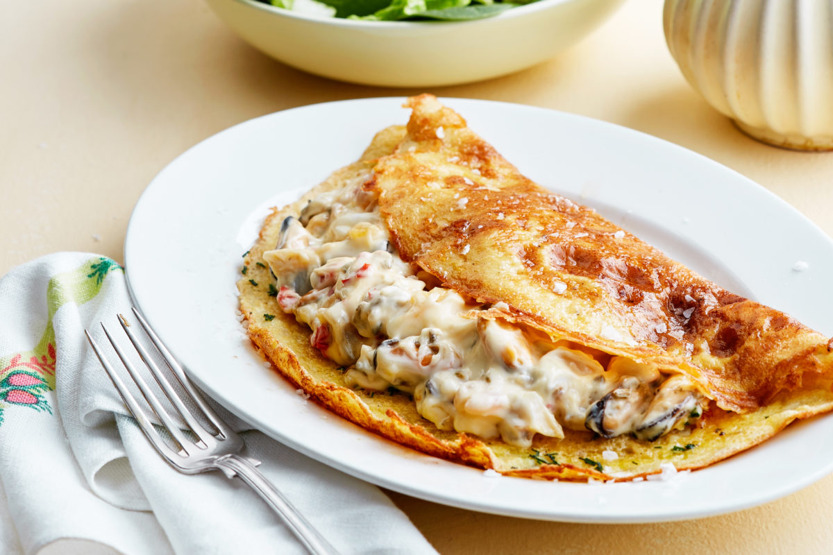 The Low Carb Diabetic Seafood Omelette - With A Creamy Mix Of Garlic Fennel And Chili