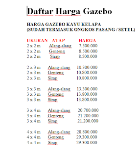 Daftar Harga Gazebo Di Bali