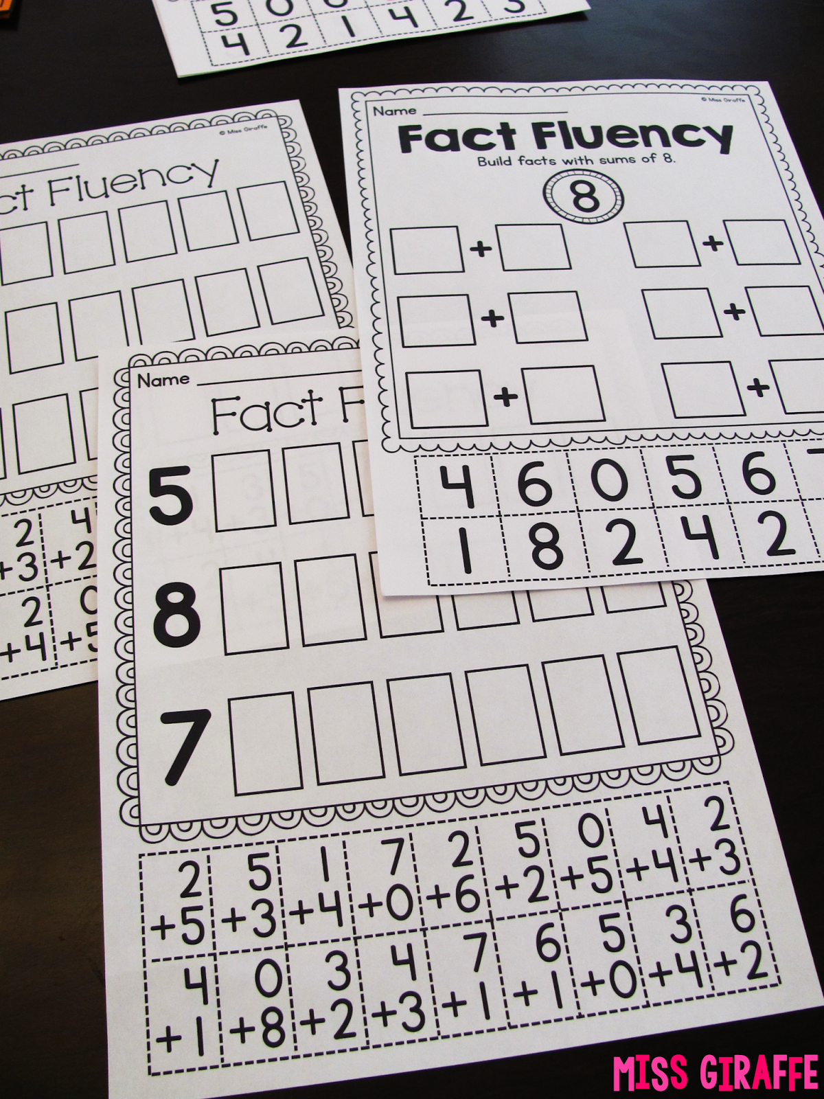 Kindergarten Math Fluency Worksheets