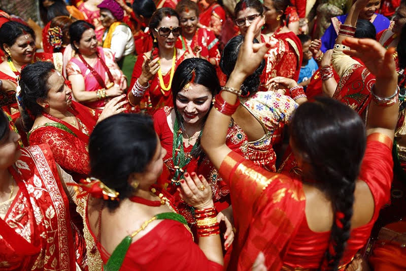 Teej Dancing In Sari Photo Of Nepali Girls