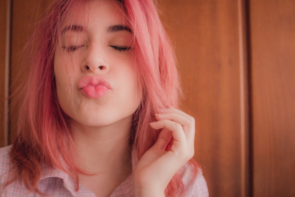 Cabelo rosa algodão doce