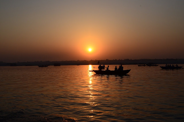 Sunrise at Vasanasi bank of Ganga River