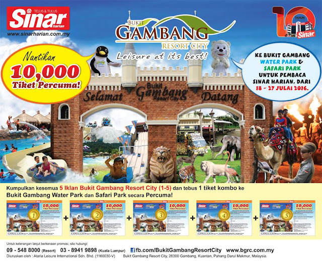 Free Ticket Bukit Gambang Water Park & Safari Park