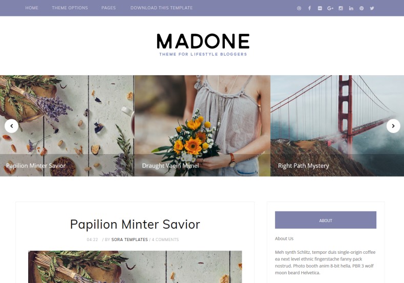 DemonstraçãoTemplate Madone Clean e Responsivo para Blogs 2018