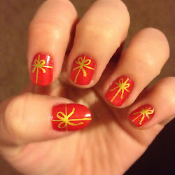 christmas nail present presents gold tree dipping notd series bow polish barelytherebeauty