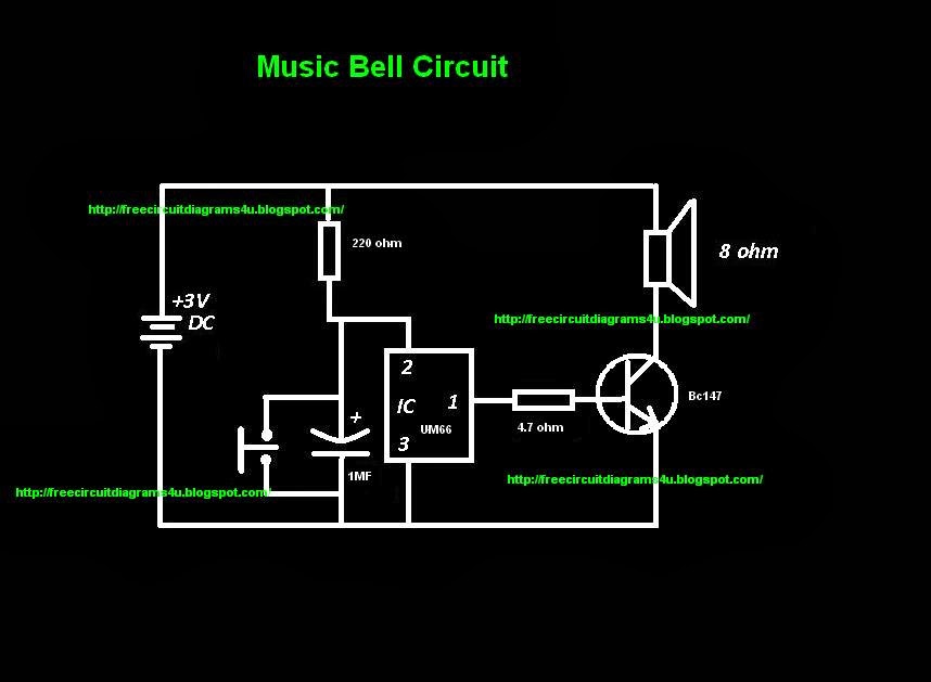 FREE CIRCUIT DIAGRAMS 4U: Music bell circuit with UM66
