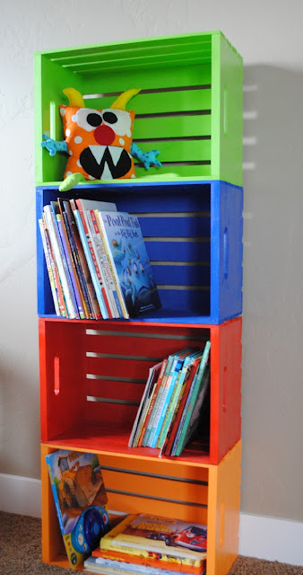 DIY Bookshelf made from crates