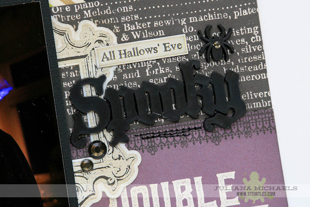 Toil and Trouble Halloween Scrapbook Page by Juliana Michaels featuring Echo Park Paper, Tim Holtz, Jolee's Boutique and Therm O Web Adhesives