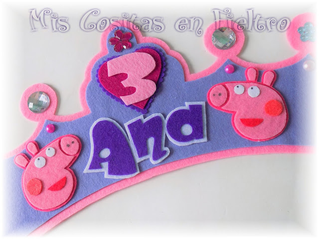 corona de cumpleaños, niños, corona de fieltro, fiesta, felt crown, coroa, feltro, aniversario, Peppa, Peppa Pig