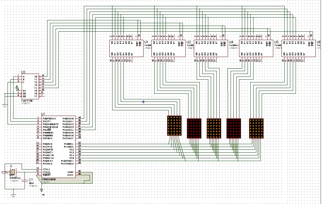 keyur's way Displaying string on Dot Matrix Display(Proteus simulation)