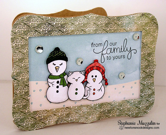 Snowman Family Holiday Card by Stephanie Muzzulin for Newton's Nook Designs - Flaky Family Stamp set
