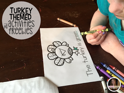 Turkey and Thanksgiving themed crafts, activities, math and literacy centers, ideas and freebies for your kindergarten, preschool and homeschool classrooms.