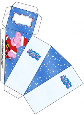 Peppa Pig en Navidad: Cajas para Imprimir Gratis. Esta es para hacer la tarta de cajas.
