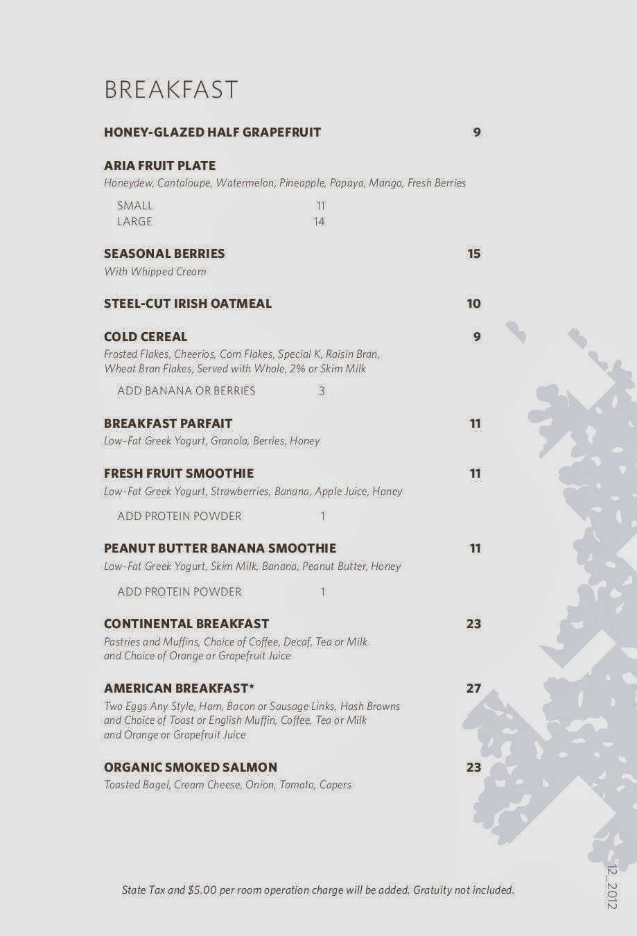 Vc Menu In Room Dining Aria Las Vegas In Room Dining Aria Las Vegas Menu