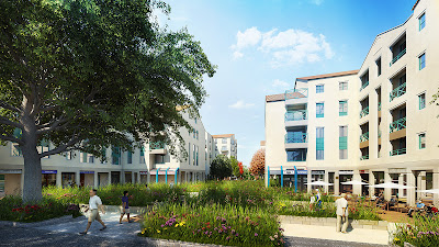 Rendu 3d aménagement paysager - rue Perspective 3d aménagement paysager rue