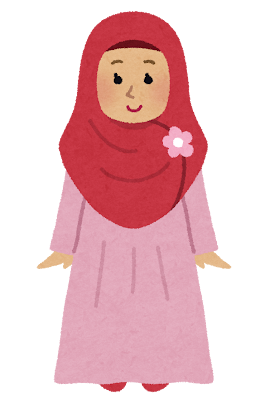 ヒジャブを着たムスリムの女の子のイラスト