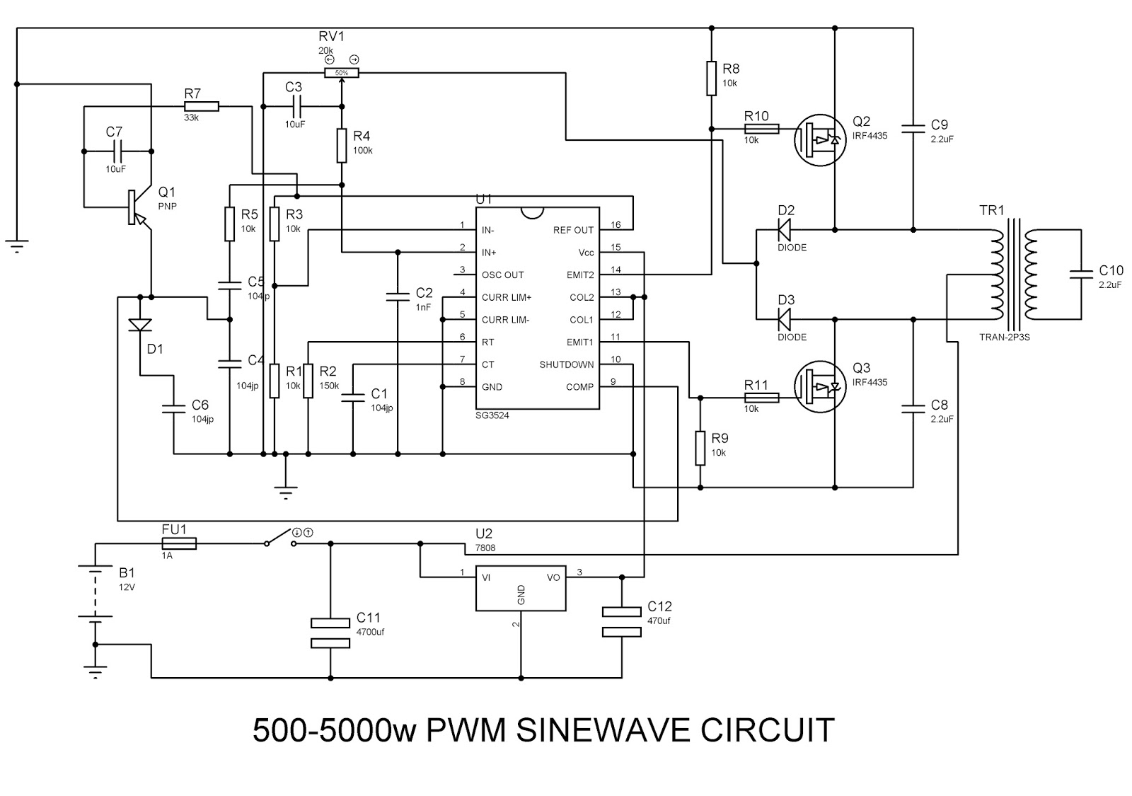 sinewave inverter circuit SG3524(PWM) SL technological