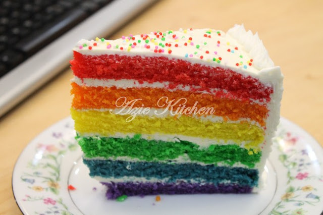 Rainbow Cake Sedap Azie Kitchen