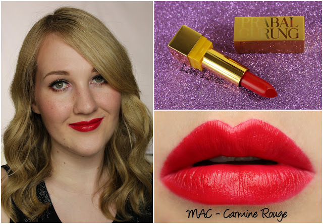 MAC Carmine Rouge lipstick swatch