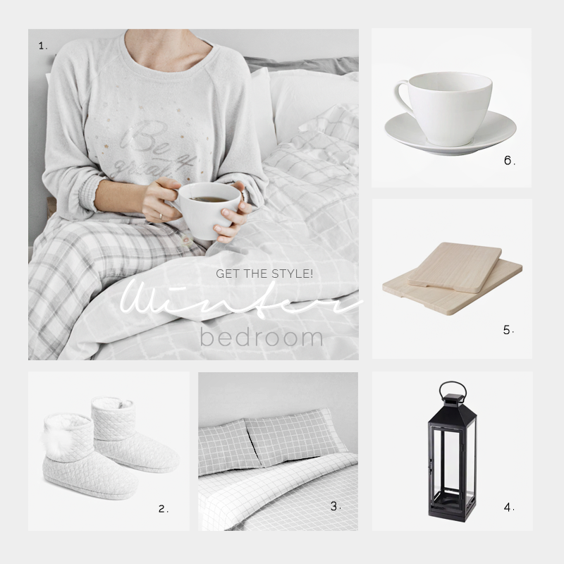 White and grey Nordic decor for a winter bedroom / Decoración nórdica blanca y gris para un dormitorio de invierno.