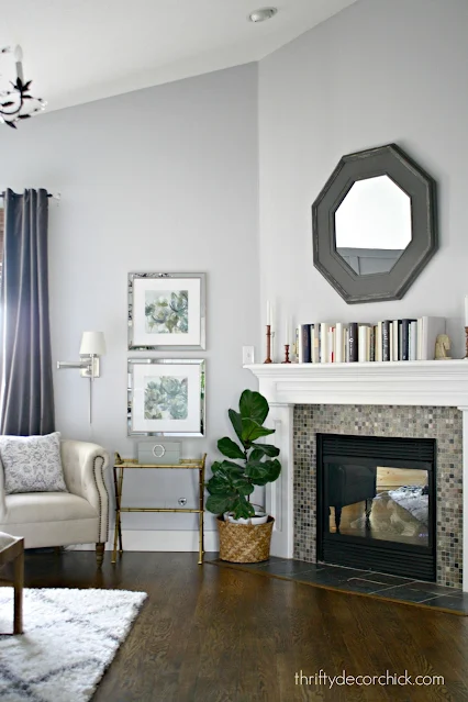 Whitestone light gray with fireplace
